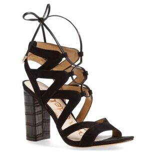 SAM EDELMAN Yardley Black Suede Lace Up Sandals Size 9M